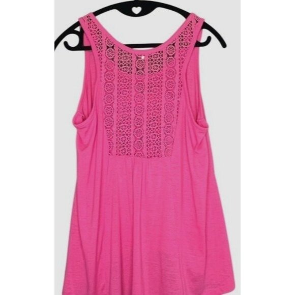 Pink High Low Tank Top Sugar Skull Roses Lace Back Detail Womens Dia De Muertos - Picture 7 of 11